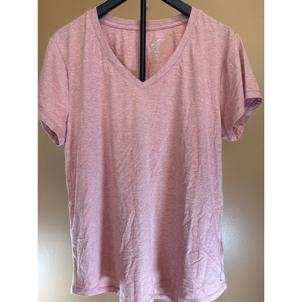 Head Womens XL V-Neck Activewear T-Shirt Heather Pink‎ Short Sleeve Training Top